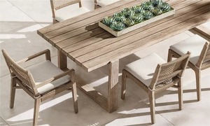 Fauteuil en teck massif résistant aux intempéries, design minimaliste tissé à la main pour l'extérieur, hôtel, parc, cour - Product Image 2