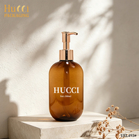 Bouteille en plastique PET transparente de qualité supérieure OEM 200 ml, emballage pour shampoing, gel douche, flacon pompe ambré pour soins de la peau