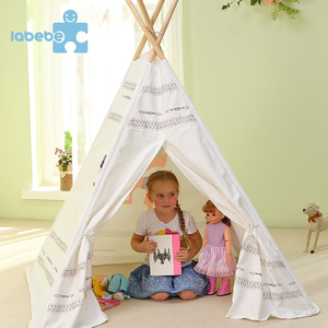 trendy children morden premium <strong>white</strong> wooden indoor play kids tent <strong>teepee</strong> - Product Image 4