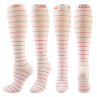 Chaussettes de compression montantes confortables et douces OEM 2026, 15-20 mmHg, avec logo personnalisé, en jacquard, pour femmes