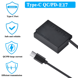 Batterie factice LP-E17 LPE17 E17 avec port Type-C pour appareils photo <span class=keywords><strong>Canon</strong></span> <span class=keywords><strong>EOS</strong></span> 77D 750D <span class=keywords><strong>760D</strong></span> 8000D M3 M5 M6 Rebel T6i T6s Kiss X8i 200D 800D - Product Image 5