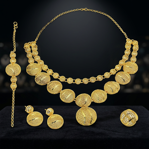 Juego de Collares Cortos de Oro Teñido de 14K, 18K y 24K al por Mayor, Joyería de Moda, Juego de Joyería Tradicional, Juego de Joyería de Oro Teñido de Lujo - Product Image 3