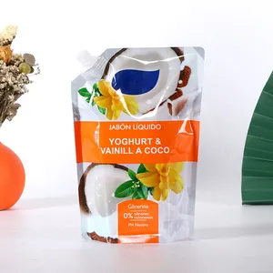 Nueva llegada personalizada bebida jugo líquido envasado de alimentos papel de aluminio bolsas de boquilla para beber bolsa de boquilla de pie