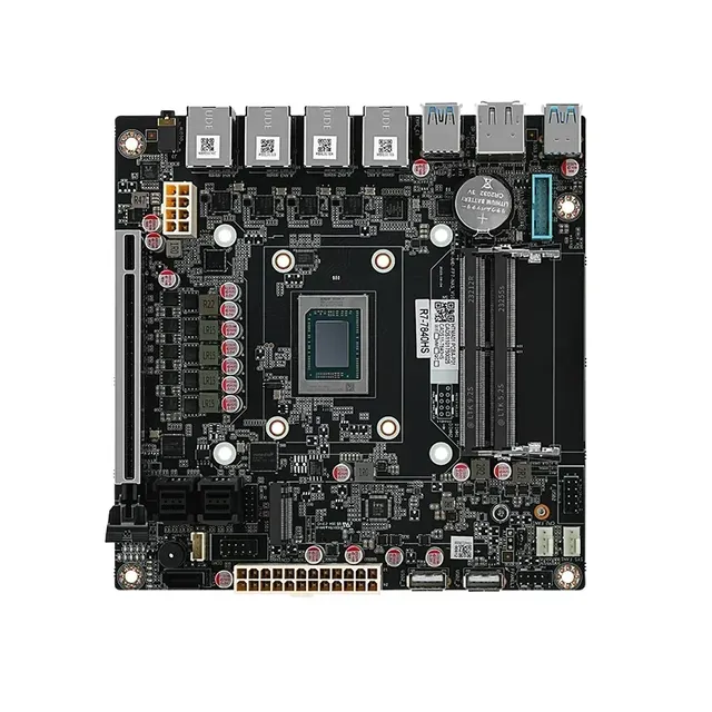 AMD Ryzen 7 8845HS 9-Bay NAS Mini ITX Motherboard USB4 4xi226-V 2.5G LAN 9xSATA3.0 2xM.2 NVMe PCIE X16 2xDDR5 Firewall Mainboard