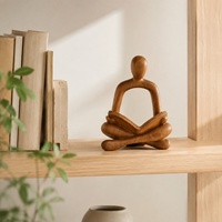 Sculpture de table minimaliste en résine imitation bois, figurine lisant assise sur les genoux, pour décoration de bureau, d'étude ou d'étagère