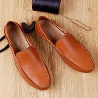 Nouvelles chaussures Doudou en cuir véritable pour hommes, chaussures décontractées en cuir, chaussures britanniques à semelle souple, chaussures décontractées tendance