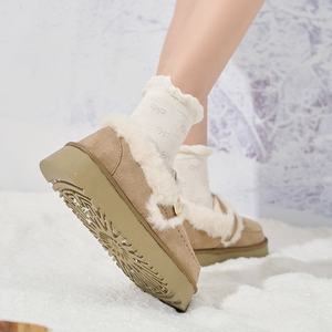 Зимние удобные пушистые флисовые Замшевые сабо без шнуровки на платформе - Product Image 3