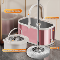 Set Ember Kapasitas Besar Gagang Baja Pink Dapat Diperpanjang Harga Pabrik Ramah Lingkungan Sistem Peras Otomatis 360° 2 Pembersih Dalam Ruangan