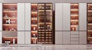 Buffet de luxe en bois avec panneau pour vin, meuble de salon - Product Image 4