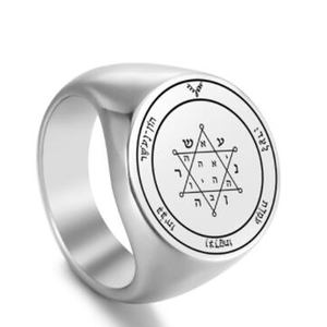 R002 <span class=keywords><strong>44</strong></span> Styles Pentacles de Salomon Sceau de Jupiter Mars Mercure Lune Saturne Soleil Vénus Talisman Marquage laser Anneaux en acier inoxydable - Product Image 4
