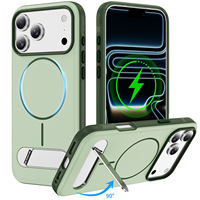 Étui de téléphone en métal avec béquille et couvercle magnétique pour iPhone 18, compatible avec iPhone 17 Pro Max, 16, 15, 14, 13, avec boutons de caméra IA