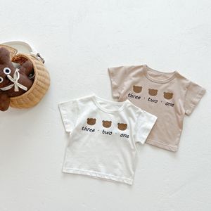 Nouvel ensemble de vêtements d'été 2022 pour bébé avec imprimé ours, combinaison à manches courtes pour nourrisson, tenue de dessin animé pour bébé garçon, ensemble de t-shirt pour bébé fille - Product Image 4