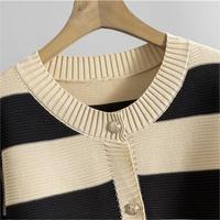 Ensemble deux pièces décontracté pour femme : cardigan tricoté ample à rayures colorées printemps-automne