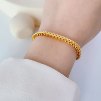 Bracelet en acier inoxydable tressé minimaliste de style coréen, plaqué or 18 carats, cadeau tendance pour les meilleures amies, réglable