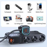 228W Auto-Ladegerät mit 3 Steckdosen, Zigarettenanzünder-Verteiler, 9 USB-C-Anschlüsse, PD45W, einziehbares 1M Verlängerungskabel, Auto-Ladeadapter