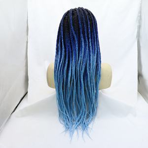 LINDALHAIR Box Peluca frontal con malla trenzada Peluca trenzada sin nudos Ombre Azul oscuro y Pastel Azul cielo - Product Image 4