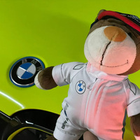 Casque de moto en peluche avec logo d'ours, jouet en peluche élégant, ours en peluche, animaux en peluche, jouets pour cadeau