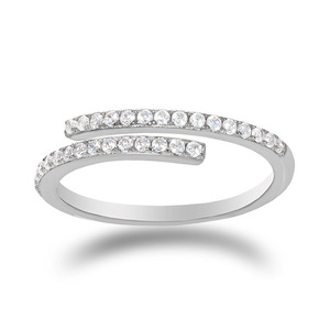 <strong>Dainty</strong> 18K <strong>Gold</strong> Plated 925 Silver CZ Open <strong>Ring</strong> <strong>Gold</strong> Double Row Pave Fine <strong>Rings</strong> - Product Image 5