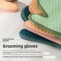 Gant de toilettage double face en polyester pour chats et chiens, brosse anti-poils, éliminateur de peluches pour le bain, grattoir pour tapis et vêtements