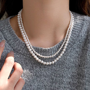 Collar con cuentas de perlas artificiales hechas a mano, regalo para mujer, collar de perlas bohemio de 4mm, 6mm y 8mm - Product Image 4