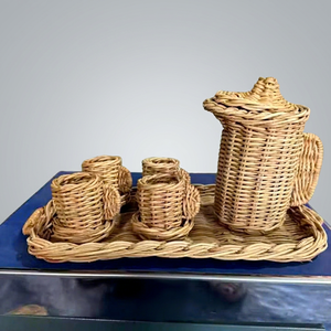 Jouets de cuisine en rotin naturel tissé pour enfants - Product Image 1
