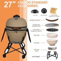AUPLEX 3XL Luxuriöser Premium Kamado Outdoor-Grill mit Fernbedienung und Trolley, 13"-29" Keramik-Edelstahl-Konstruktion
