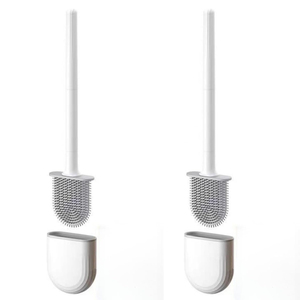 Hot Selling Modern Hygine Soft Rubber Flat Head Toilet Brush TPR Silicone Toilet Cleaning Brush and Holder Set - Product Image 1