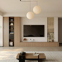 Meuble TV mural haut en bois massif, style moderne et minimaliste, sur mesure pour toute la maison, meuble de salon, mobilier domestique