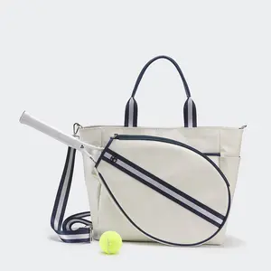 Borsa da Tennis all'ingrosso con Logo personalizzato borsa da racchetta da Tennis in ecopelle Fitness e tempo libero borsa da Tennis a righe convertibili