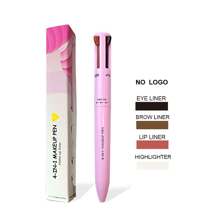 En çok satan yüksek kalite vegan vurgulayıcı kalem private label dudak kalemi eyeliner kaş kalem 4 in 1 makyaj kalemi toptan