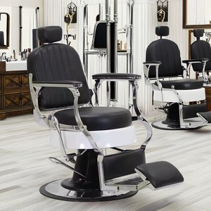 Chaises de Barbier Art Déco Vintage à Vendre Chaise de Barbier de Style Rétro en Cuir Garni Or - Product Image 1