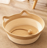 Coussin de couchage rond en tissu pour chat avec tapis en corde de coton en option, plusieurs tailles, résistant à l'usure, pour chats et petits chiens