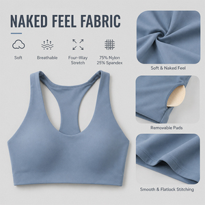 Sujetador Deportivo de Alta Sujeción para Mujer, Nailon y Elastano, Elástico en Cuatro Direcciones, con Relleno Extraíble, para Yoga, Gimnasio y Running - Product Image 2
