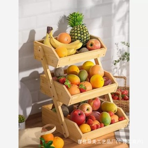 Cesta de bambú para frutas de 3 niveles, tamaño grande, para almacenamiento y exhibición en la cocina - Product Image 2