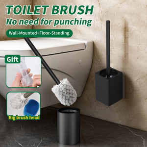 Pano.V Soporte Cuadrado de Aluminio Negro para Escobilla de Baño, Montado en Pared, con Vaso de Plástico, Organizador Moderno para Baños de Hotel - Product Image 2