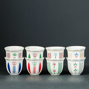 Bulk <b>Arabic</b> Style Octagonal Ceramic Coffee Cup <b>Set</b> Custom Logo Ethnic Floral Print <b>Tea</b> Mug Gift Box for Middle East - Product Image 5