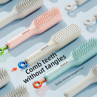 Brosse à cheveux auto-nettoyante portable unique et tendance, peigne rétractable à dents pour un usage domestique, boîte à dents rétractable pour démêler les cheveux