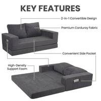 Sofá Cama Convertible de 2 Plazas, Plegable, de Espuma Comprimida Enrollada Directo de Fábrica, para Apartamento, Sala de Estar