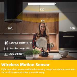 Estante de escaparate LED inteligente nórdico <span class=keywords><strong>para</strong></span> armario de cocina, Sensor de movimiento PIR recargable, lámpara de armario, Control remoto 3000K - Product Image 4