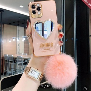 Tình Yêu Hình Gương Bling Kim Cương Long Lanh Sang Trọng Bóng Điện Thoại Trường Hợp Bìa Cho <span class=keywords><strong>Iphone</strong></span> 1112 Mini Pro Max XS XR - Product Image 2