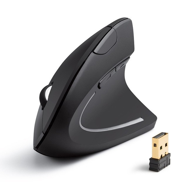 Ergonomic 2.4GHz Wireless Vertical Optical USB Mouse 3 Adjustable 1600 High DPI LED Backlit for Big Hands Gaming Style