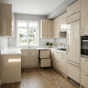 Ensemble de meubles de cuisine modernes en kit de Chine, sur mesure, de luxe, en bois et verre, avec robinet de cuisine - Product Image 2