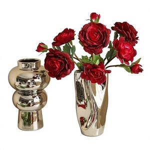 Vase en porcelaine argentée nordique, design créatif classique moderne, art floral de luxe, décoration de table basse et de jardin, <span class=keywords><strong>idées</strong></span> <span class=keywords><strong>cadeaux</strong></span> pour la maison - Product Image 1