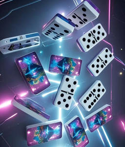 Profesyonel fabrika özelleştirilmiş çift 6 Dominos blokları klasik beyaz ve renkli Polka Dot tasarım yeni <span class=keywords><strong>Domino</strong></span> seti - Product Image 3