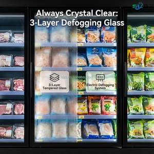 Congélateur <span class=keywords><strong>professionnel</strong></span> à compresseur externe -18°C ° C~-22 ° Congélateur vitrine électrique à 5 portes avec dégivrage automatique pour supermarché - Product Image 4