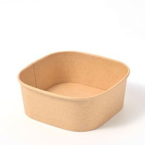 Bol à salade carré en papier kraft imprimé sur mesure OEM, boîte de rangement durable et écologique pour fruits, idéale pour pique-nique, camping, restauration rapide et plats à emporter - Product Image 2