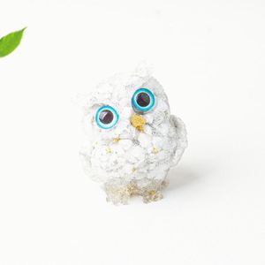 Statue d'hibou en résine époxy - Figurine d'hibou en résine artisanale pour la décoration de la maison, artisanat avec copeaux de cristal, ornement de bureau unique - Product Image 6