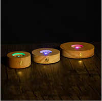 Base de lumière en bois support rond coloré bois Led Base de lumière pour 3D cristal verre résine Art