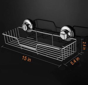 2-Pack Rustproof Stainless Steel Rectangle Storage Basket Dual Tier Wall-Mounted Suction Cups <strong>Shower</strong> Caddy Bath Shelf <strong>Kitchen</strong> - Product Image 3