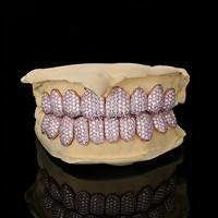 Grillz personnalisés en diamant Moissanite VVS, en argent sterling S925 plaqué or rose, avec certificat GRA inclus